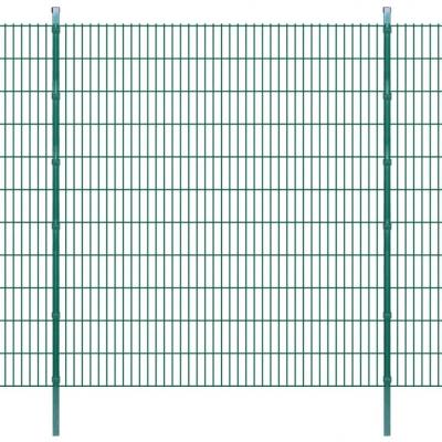 Emaga vidaxl 2d panele i słupki ogrodzeniowe 2008x2230 mm 32 m zielone
