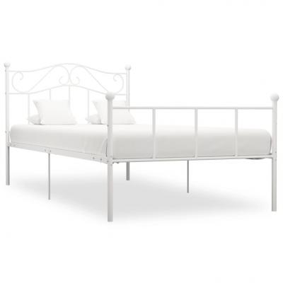 Emaga vidaxl rama łóżka, biała, metalowa, 100 x 200 cm