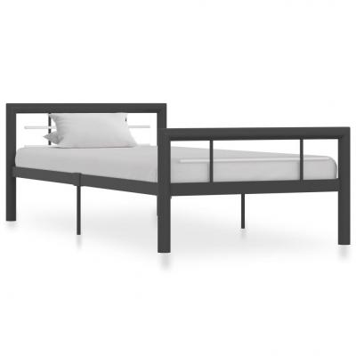 Emaga vidaxl rama łóżka, biało-szara, metalowa, 90 x 200 cm