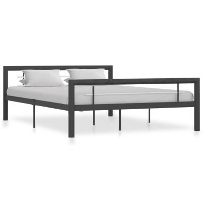 Emaga vidaxl rama łóżka, szaro-biała metalowa, 160 x 200 cm
