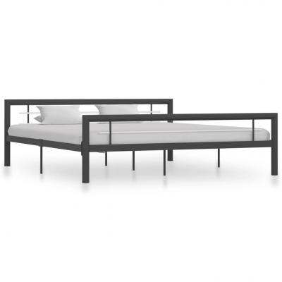 Emaga vidaxl rama łóżka, szaro-biała, metalowa, 180x200 cm