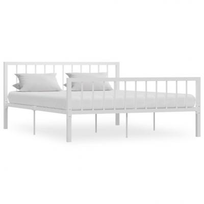 Emaga vidaxl rama łóżka, biała, metalowa, 160 x 200 cm