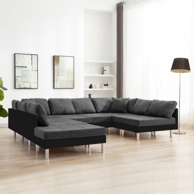 Emaga vidaxl sofa modułowa, sztuczna skóra, czarna