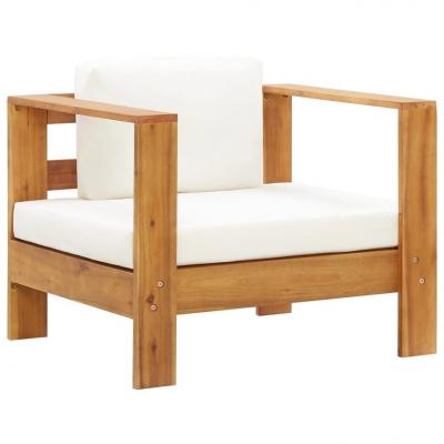 Emaga vidaxl krzesło ogrodowe z poduszką, kremowe, lite drewno akacjowe