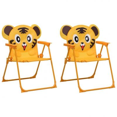 Emaga vidaxl krzesełka ogrodowe dla dzieci, 2 szt., żółte, tkanina