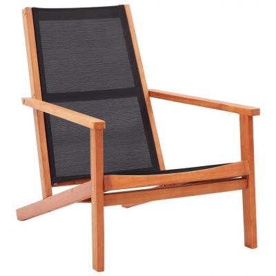 Emaga vidaxl krzesło ogrodowe, czarne, lite drewno eukaliptusowe i textilene