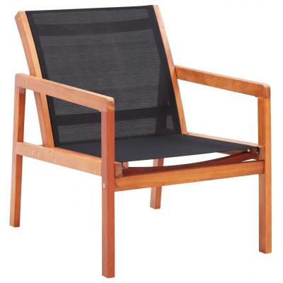 Emaga vidaxl krzesło ogrodowe, czarne, lite drewno eukaliptusowe i textilene