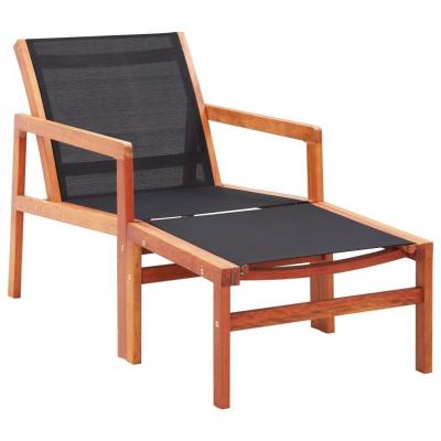 Emaga vidaxl krzesło ogrodowe z podnóżkiem, eukaliptus i textilene