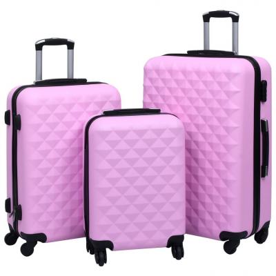 Emaga vidaxl zestaw twardych walizek na kółkach, 3 szt., różowy, abs