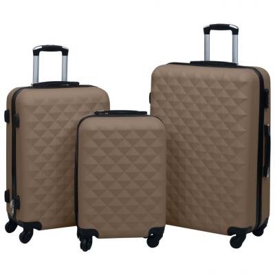 Emaga vidaxl zestaw twardych walizek na kółkach, 3 szt., brązowy, abs