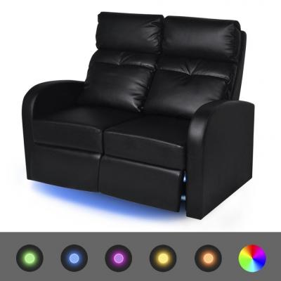 Emaga vidaxl fotele kinowe 2 osobowe, czarna, sztuczna skóra