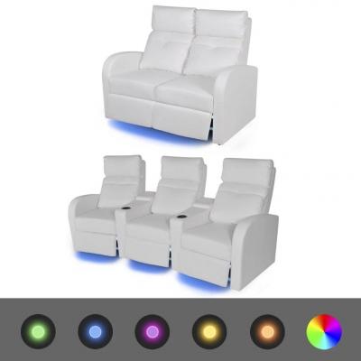 Emaga vidaxl fotele kinowe 2 + 3 osobowe, biała, sztuczna skóra