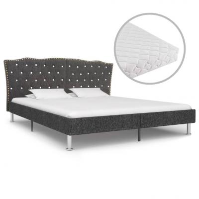 Emaga vidaxl łóżko z materacem, ciemnoszare, tkanina, 180 x 200 cm