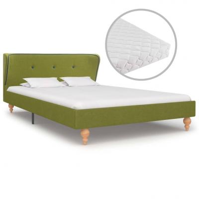 Emaga vidaxl łóżko z materacem, zielone, tkanina, 120 x 200 cm