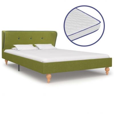 Emaga vidaxl łóżko z materacem memory, zielone, tkanina, 120 x 200 cm