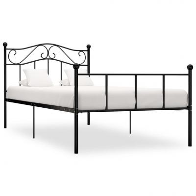 Emaga vidaxl rama łóżka, czarna, metalowa, 90 x 200 cm