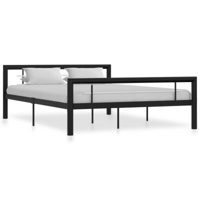 Emaga vidaxl rama łóżka, czarno-biała, metalowa, 140x200 cm