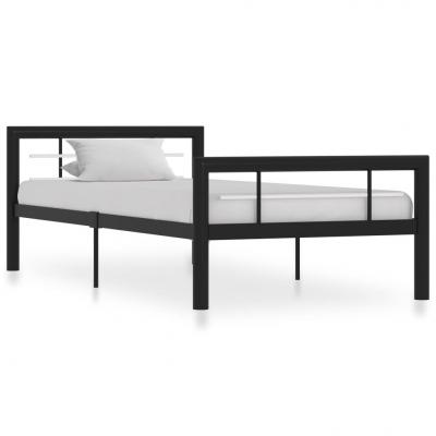 Emaga vidaxl rama łóżka, czarno-biała, metalowa, 90 x 200 cm