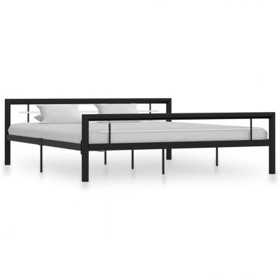 Emaga vidaxl rama łóżka, czarno-biała, metalowa, 180x200 cm