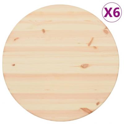 Emaga vidaxl blaty stołu, naturalne drewno, 6 szt., okrągłe, 25 mm, 60 cm