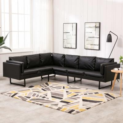 Emaga vidaxl sofa narożna, tapicerowana sztuczną skórą, czarna