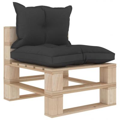 Emaga vidaxl ogrodowe siedzisko z palet z czarnymi poduszkami, drewniane