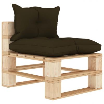 Emaga vidaxl ogrodowe siedzisko z palet z poduszkami taupe, drewniane