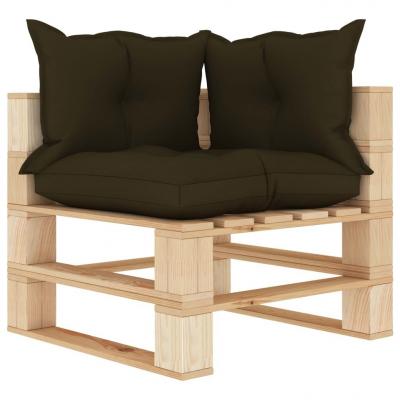 Emaga vidaxl ogrodowe siedzisko narożne z palet, z poduszkami taupe, drewno