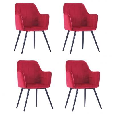 Emaga vidaxl krzesła stołowe, 4 szt., ciemnoczerwone, aksamitne