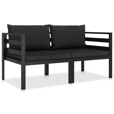 Emaga vidaxl 2-częściowa sofa z poduszkami, aluminium, antracytowa