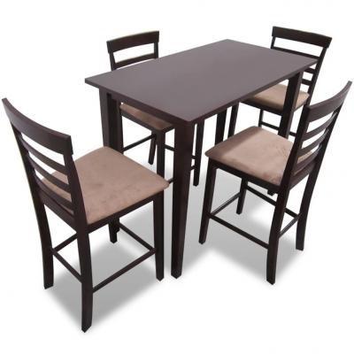 Emaga drewniane, brązowe meble barowe: stół i 4 krzesła