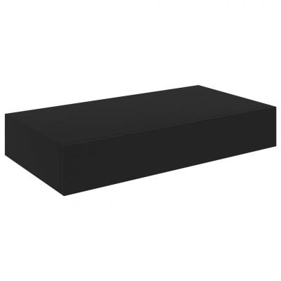 Emaga vidaxl wisząca półka ścienna z szufladą, czarna, 48x25x8 cm