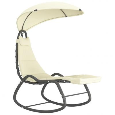 Emaga vidaxl ogrodowe krzesło bujane, kremowe, 160x80x195 cm, tkanina