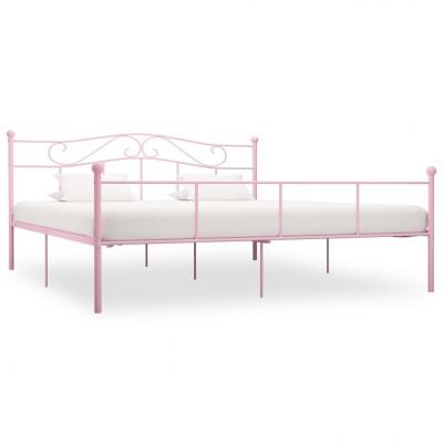 Emaga vidaxl rama łóżka, różowa, metalowa, 200 x 200 cm