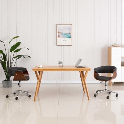 Emaga vidaxl obrotowe krzesło biurowe, szare, gięte drewno i tkanina