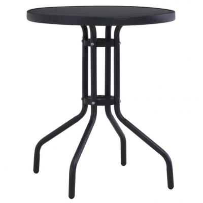 Emaga vidaxl stolik ogrodowy, czarny, 80 cm, stal i szkło