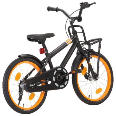 Emaga vidaxl rower dziecięcy z przednim bagażnikiem, 18" czarno-pomarańczowy