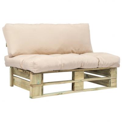 Emaga vidaxl sofa ogrodowa z palet z piaskowymi poduszkami, drewno