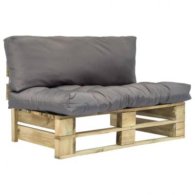 Emaga vidaxl sofa ogrodowa z palet z szarymi poduszkami, sosnowe drewno