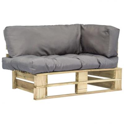 Emaga vidaxl sofa ogrodowa z palet z szarymi poduszkami, sosnowe drewno