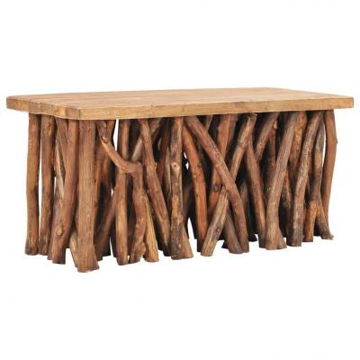 Emaga vidaxl stolik kawowy, 100x40x47,5 cm, lite drewno z odzysku i tekowe
