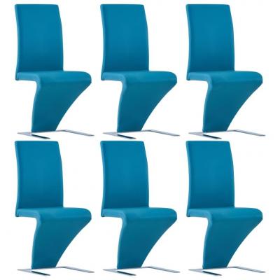 Emaga vidaxl krzesła o zygzakowatej formie, 6 szt, niebieskie, ekoskóra