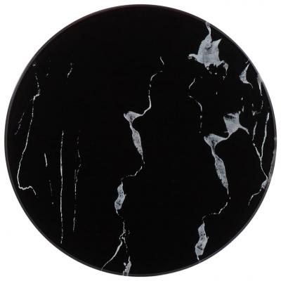 Emaga vidaxl blat stołu, czarny, ø30 cm, szkło z teksturą marmuru