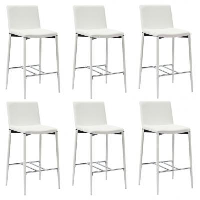 Emaga vidaxl krzesła barowe, 6 szt., białe, sztuczna skóra
