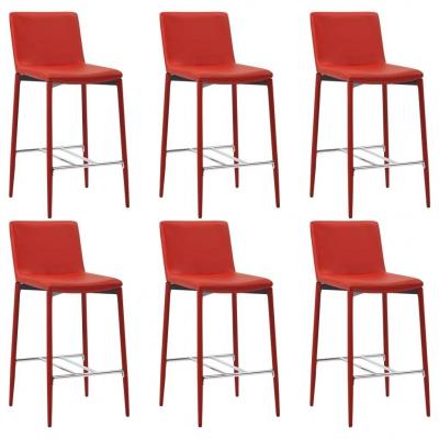 Emaga vidaxl krzesła barowe, 6 szt., czerwony, sztuczna skóra