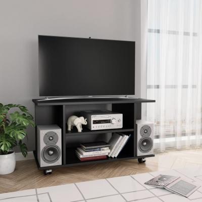 Emaga vidaxl szafka pod tv z kółkami, czarna, 80x40x40 cm, płyta wiórowa