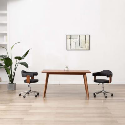 Emaga vidaxl obrotowe krzesło stołowe, czarne, gięte drewno i sztuczna skóra