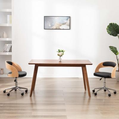 Emaga vidaxl obrotowe krzesło stołowe, czarne, gięte drewno i sztuczna skóra