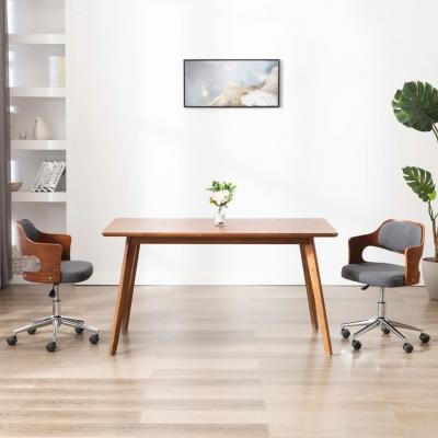Emaga vidaxl obrotowe krzesło stołowe, szare, gięte drewno i tkanina
