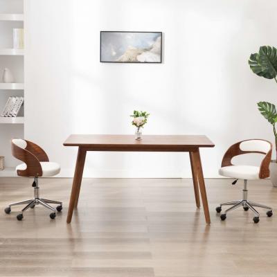 Emaga vidaxl obrotowe krzesło biurowe, białe, gięte drewno i sztuczna skóra